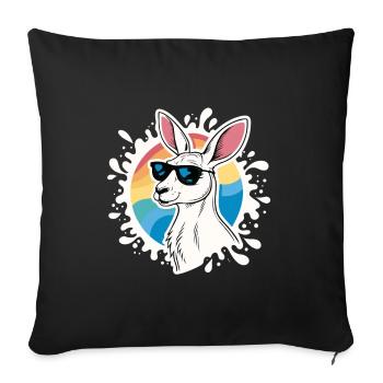 Cool Kangaroo - Retro Style & Sunglasses - Sofa pillowcase 17,3'' x 17,3'' (45 x 45 cm) - black - Front