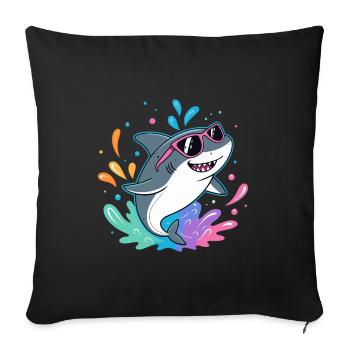 Shark Fun Colorful Surfer - Sofa pillowcase 17,3'' x 17,3'' (45 x 45 cm) - black - Front