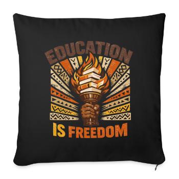 Education Is Freedom T-Shirt Vintage Savoir École - Housse de coussin décorative 45 x 45 cm - noir - Devant