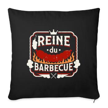 Reine du Barbecue Logo Festif - Housse de coussin décorative 45 x 45 cm - noir - Devant