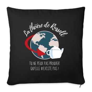 La théière de Russell (texte blanc) - Housse de coussin décorative 45 x 45 cm - noir - Devant