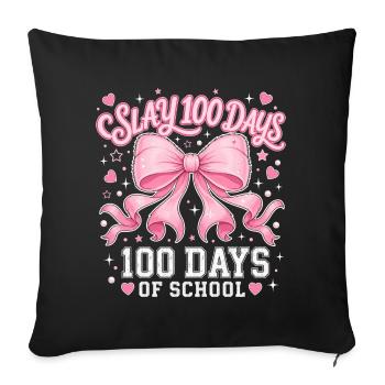 Pink Schleife Coquette 100 Tage Schule Y2K Trend - Sofakissenbezug 45 x 45 cm - Schwarz - Vorne