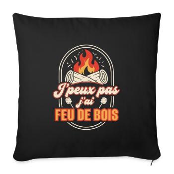 Feu de Bois en Rires et Marshmallows - Housse de coussin décorative 45 x 45 cm - noir - Devant