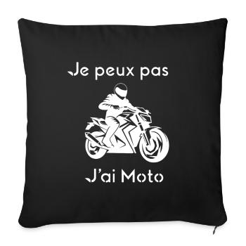 Je peux pas J'ai Moto – Silhouette Moto - Housse de coussin décorative 45 x 45 cm - noir - Devant