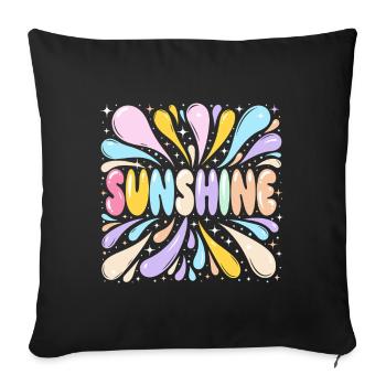Retro-Pastell-Sonnenschein - Sofakissenbezug 45 x 45 cm - Schwarz - Vorne