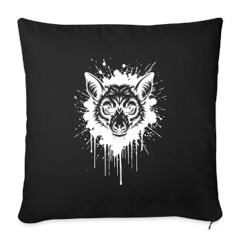 White Bat Ink - Tête de Chauve-Souris Gothic Art - Housse de coussin décorative 45 x 45 cm - noir - Devant