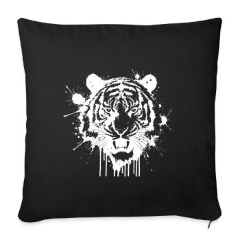 Tigre éclaboussé monochrome Blanc - Housse de coussin décorative 45 x 45 cm - noir - Devant