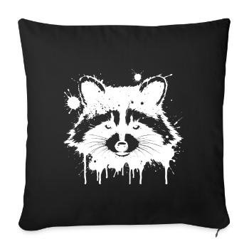 Raccoon Splash White - Sofa pillowcase 17,3'' x 17,3'' (45 x 45 cm) - black - Front