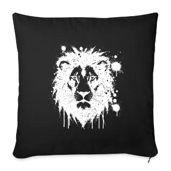 Lion éclaboussures Blanc - Housse de coussin décorative 45 x 45 cm - noir - Devant