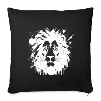 Lion en éclaboussures blanc - Housse de coussin décorative 45 x 45 cm - noir - Devant