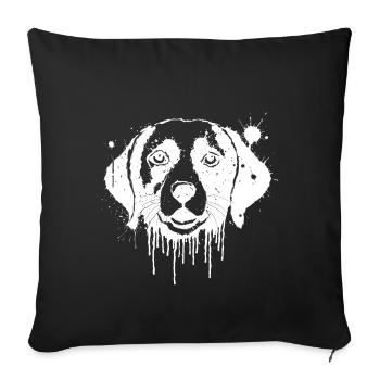 Chien Beagle éclaboussé en dripping blanc - Housse de coussin décorative 45 x 45 cm - noir - Devant