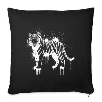 Tigre éclaboussé blanc - Housse de coussin décorative 45 x 45 cm - noir - Devant