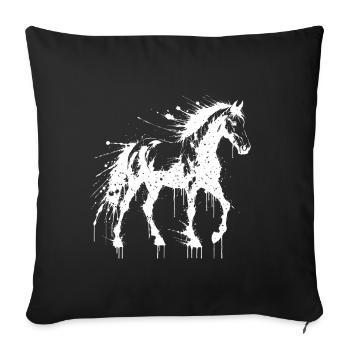 Cheval Art Splash Blanc - Housse de coussin décorative 45 x 45 cm - noir - Devant