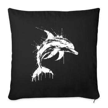 Dolphin Paint Splash White - Sofakissenbezug 45 x 45 cm - Schwarz - Vorne