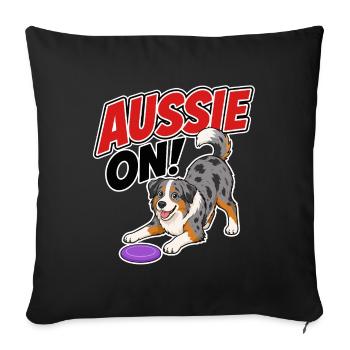 Aussie On! Playful Frisb Dog - Sofa pillowcase 17,3'' x 17,3'' (45 x 45 cm) - black - Front