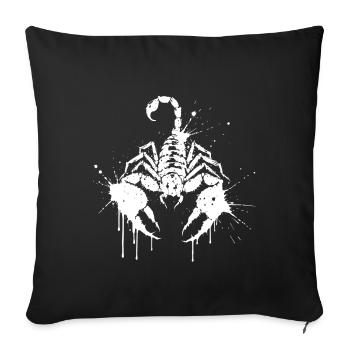 Skorpion-Tinten-Weißspritzer - Sofakissenbezug 45 x 45 cm - Schwarz - Vorne