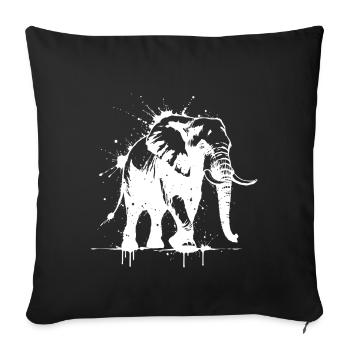 Elephant Street Art White - Sofa pillowcase 17,3'' x 17,3'' (45 x 45 cm) - black - Front