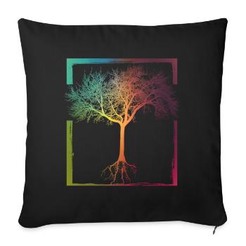 Mutter Natur - Rahmen Wurzeln Baum Lebensbaum - Sofakissenbezug 45 x 45 cm - Schwarz - Vorne