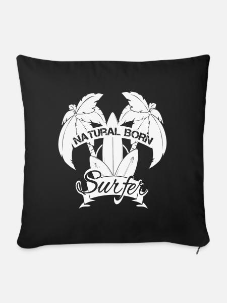 Natural Born Surfer - Sofakissenbezug 45 x 45 cm - Schwarz