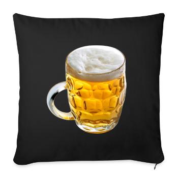 Goldenes Bierglas Motiv - Sofakissenbezug 45 x 45 cm - Schwarz - Vorne