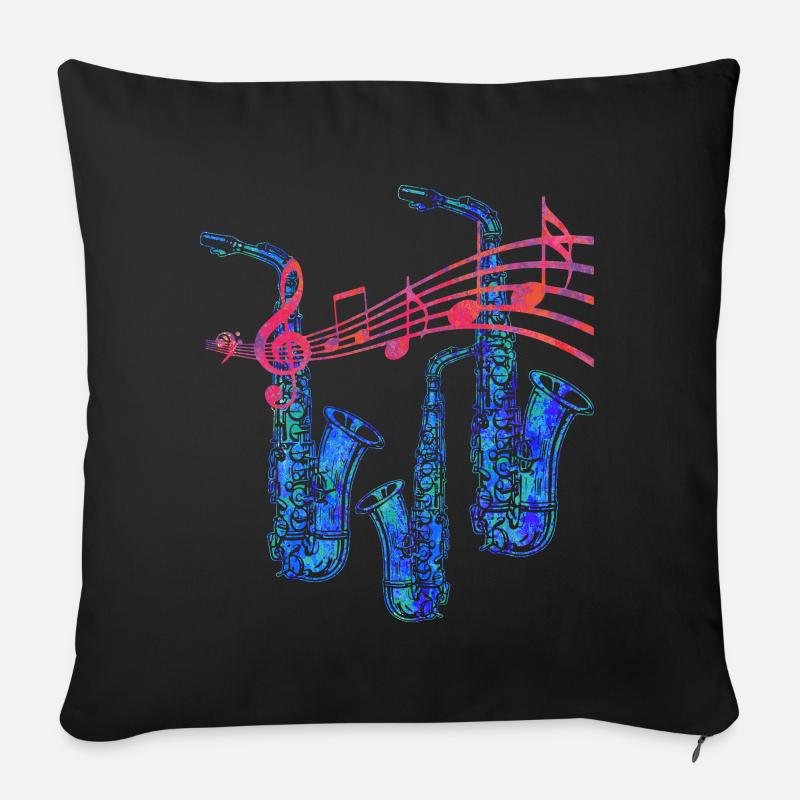 saxophone - Sofa pillowcase 17,3'' x 17,3'' (45 x 45 cm) - black