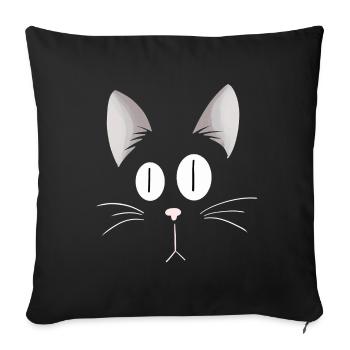 Visage de chat i tête de chat je fais face - Housse de coussin décorative 45 x 45 cm - noir - Devant