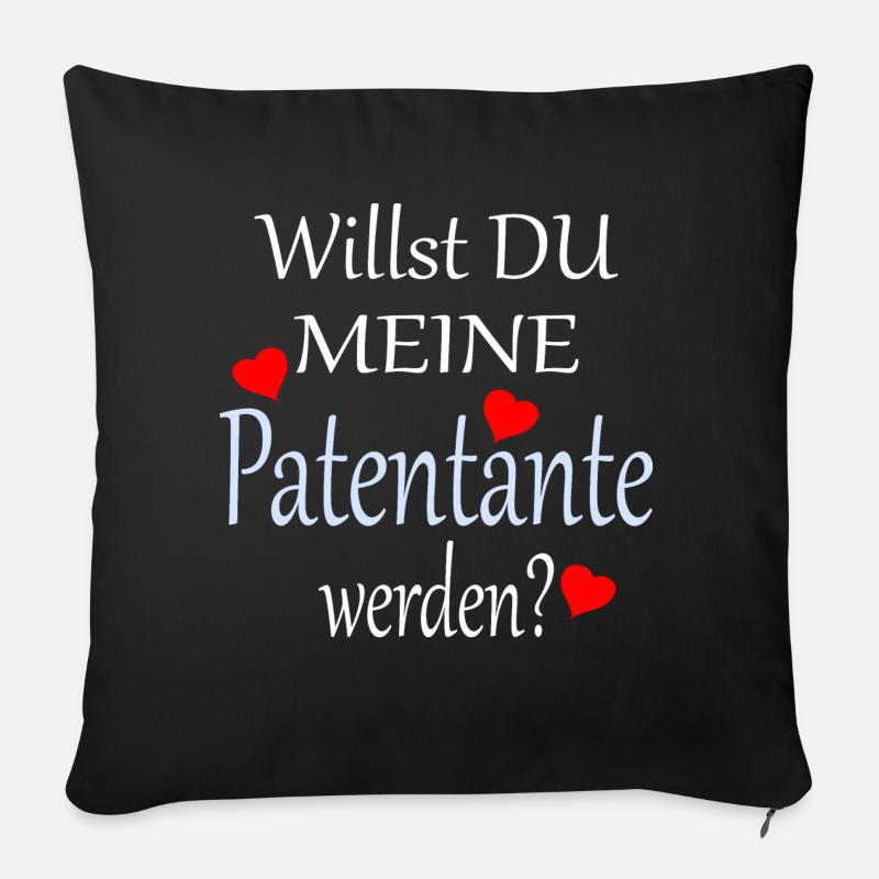 frage willst du meine Patentante sein - Sofakissenbezug 45 x 45 cm - Schwarz
