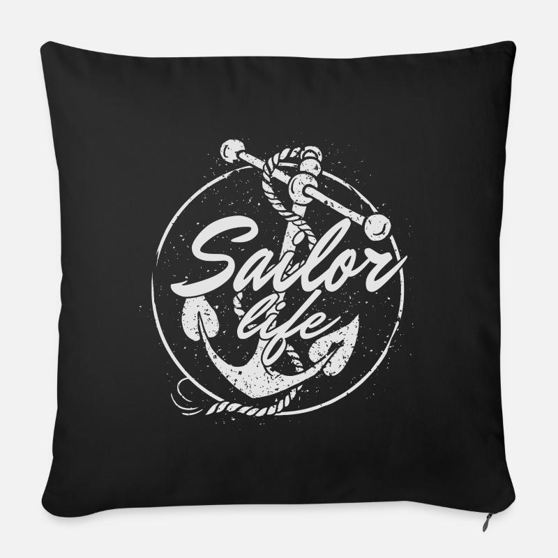 ancre - Housse de coussin décorative 45 x 45 cm - noir