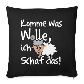 Ich schaffe das, ich Schaf das lustiges Motiv - Sofakissenbezug 45 x 45 cm - Schwarz - Vorne