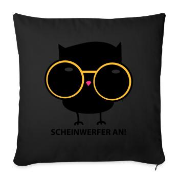 Eule mit Brille (b) - Sofakissenbezug 45 x 45 cm - Schwarz - Vorne