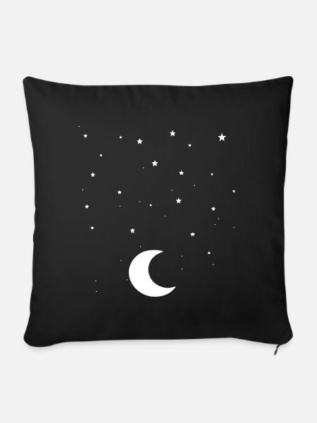 Mond und Sterne - Sofakissenbezug 45 x 45 cm - Schwarz