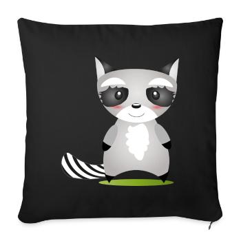cute raccoon in comic style to love - Sofa pillowcase 17,3'' x 17,3'' (45 x 45 cm) - black - Front
