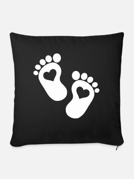Baby Herz Eltern Schwanger Babyfüße süß Kleinkind - Sofakissenbezug 45 x 45 cm - Schwarz