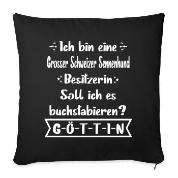 Grosser Schweizer Sennenhund - Sofakissenbezug 45 x 45 cm - Schwarz - Vorne
