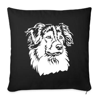 Australian Shepherd Head "Black Edition" - Sofa pillowcase 17,3'' x 17,3'' (45 x 45 cm) - black - Front