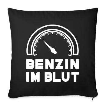 Benzin im Blut Spruch Motorrad Auto Tuning - Sofakissenbezug 45 x 45 cm - Schwarz - Vorne