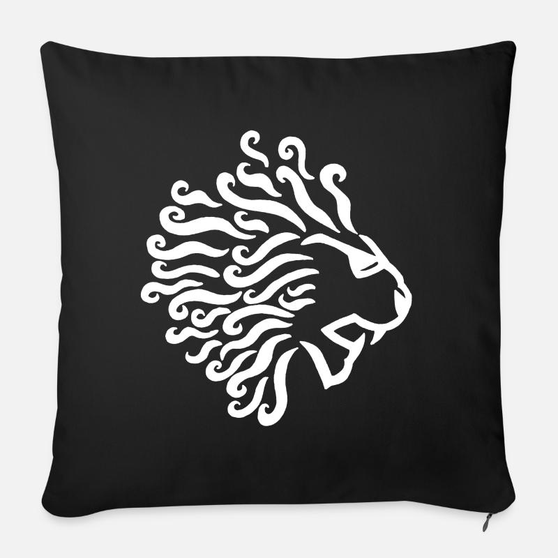 Weißer Löwe und Sonnenbrille - Sofakissenbezug 45 x 45 cm - Schwarz