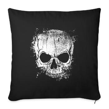 crâne grunge - Housse de coussin décorative 45 x 45 cm - noir - Devant