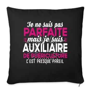 Auxiliaire de puériculture Puéricultrice Métier - Housse de coussin décorative 45 x 45 cm - noir - Devant