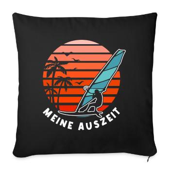 Meine Auszeit Windsurfing - Sofakissenbezug 45 x 45 cm - Schwarz - Vorne