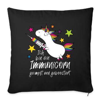 Einhorn Immunicorn geimpft und geboostert - Sofakissenbezug 45 x 45 cm - Schwarz - Vorne