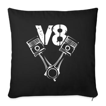 V8 Symbole Moteur Piston Illustration Voitures Graphique - Housse de coussin décorative 45 x 45 cm - noir - Devant