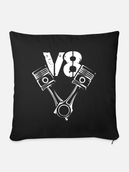 v8 motor Symbol Kolben Illustration Autos Grafik - Sofakissenbezug 45 x 45 cm - Schwarz