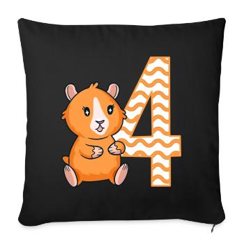 4th Birthday Guinea Pig Girl 4 years old - Sofa pillowcase 17,3'' x 17,3'' (45 x 45 cm) - black - Front