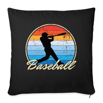 Joueur de baseball De baseball Vintage Retro Cadeau - Housse de coussin décorative 45 x 45 cm - noir - Devant