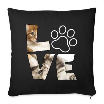 Niedliche Katzenliebe Illustration - Sofakissenbezug 45 x 45 cm - Schwarz - Vorne