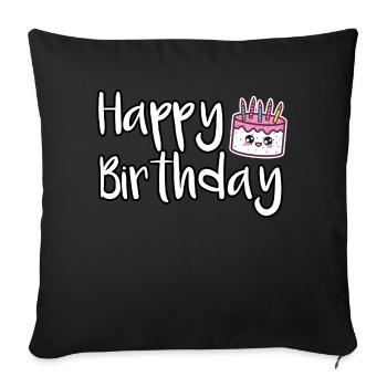 Happy Birthday Birthday Cake - Sofa pillowcase 17,3'' x 17,3'' (45 x 45 cm) - black - Front