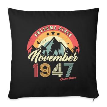 Cadeau D'anniversaire En Novembre 1947 Vintage - Housse de coussin décorative 45 x 45 cm - noir - Devant