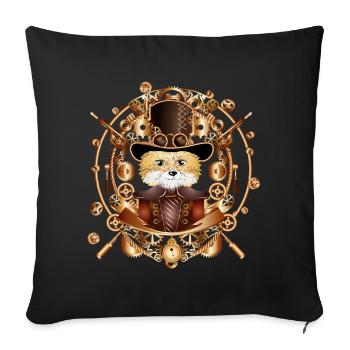 Renard steampunk avec chapeau cylindre dans le cadre - Housse de coussin décorative 45 x 45 cm - noir - Devant