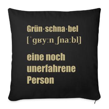 Grünschnabel - Sofakissenbezug 45 x 45 cm - Schwarz - Vorne